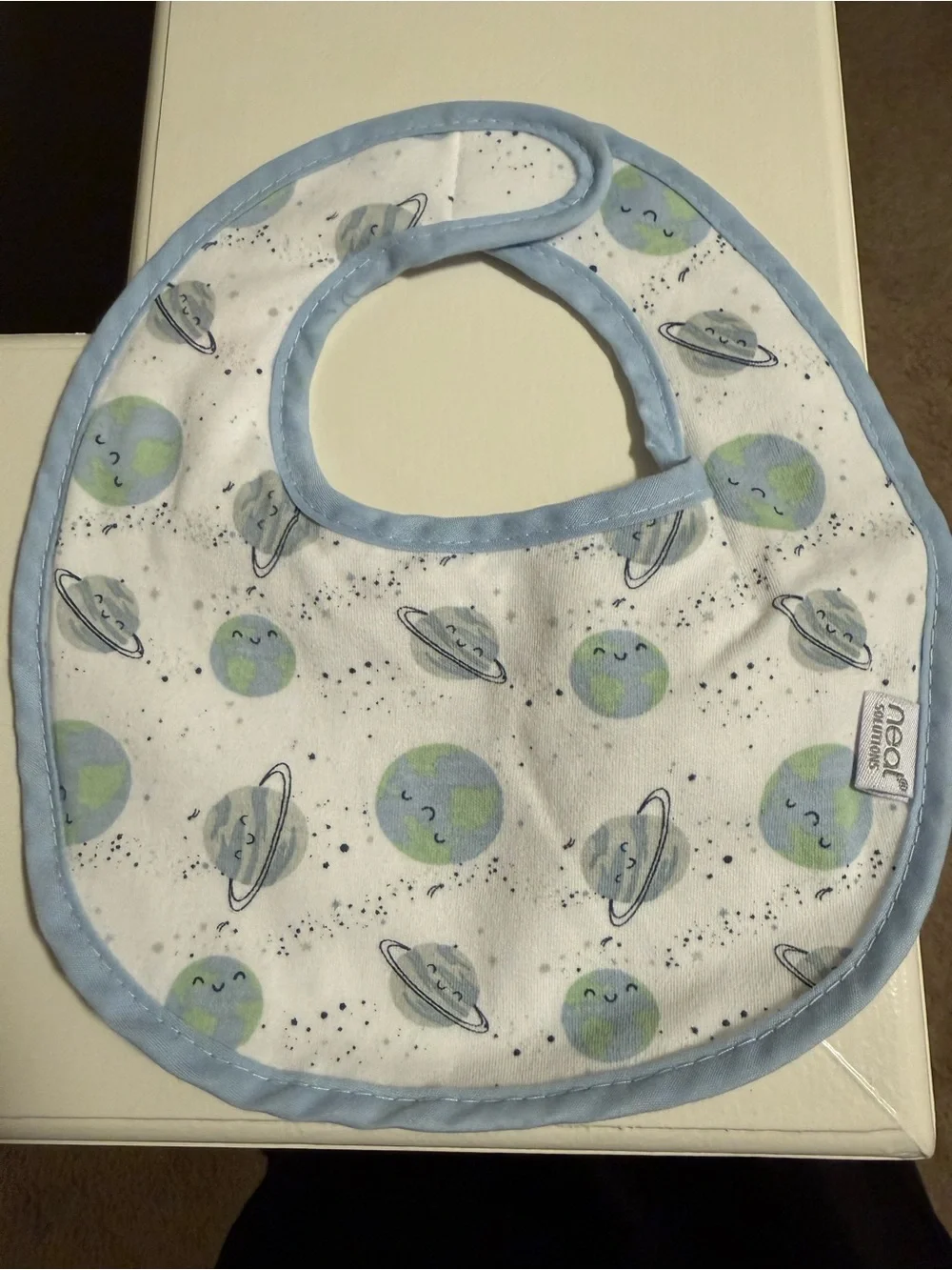 Neat Soft-Trim Baby Bib Set - Light Blue Planet Design